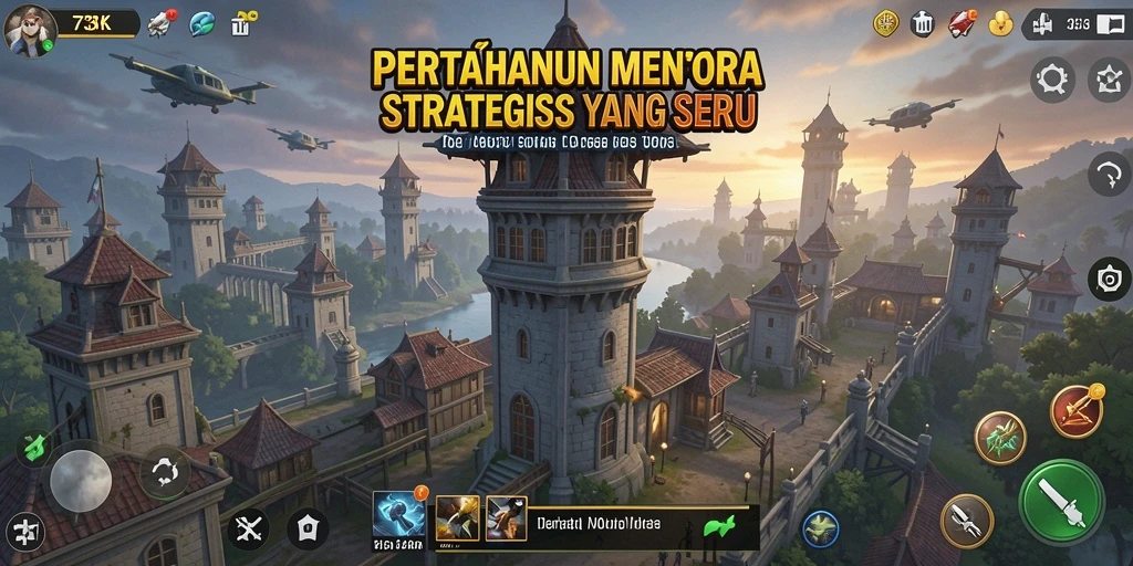 Gameplay 73K menampilkan menara pertahanan yang tangguh dalam aksi.
