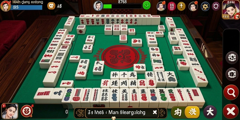 Tampilan gameplay menegangkan dalam 8768 dengan elemen Mahjong.