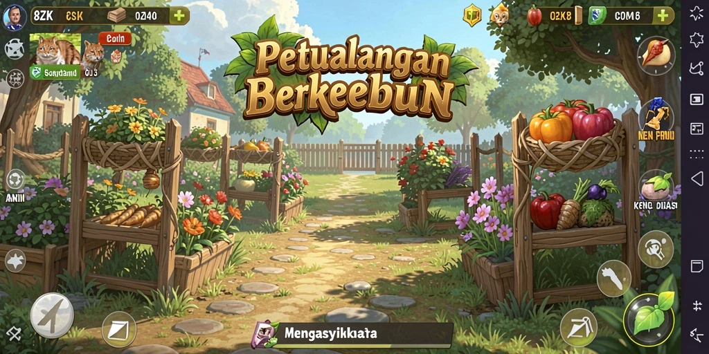 Gameplay menarik di 8ZK menunjukkan suasana berkebun yang ceria.