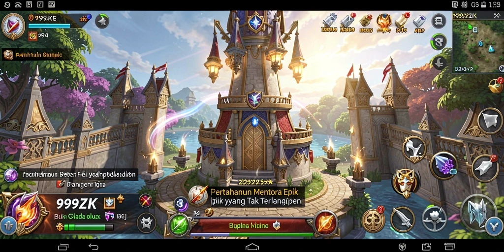 Tampilan gameplay menara pertahanan yang dinamis dan penuh strategi.
