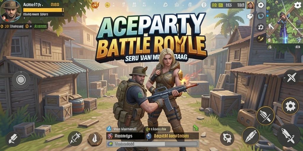 Screenshot gameplay ACEPARTY menampilkan aksi Battle Royale yang mendebarkan.