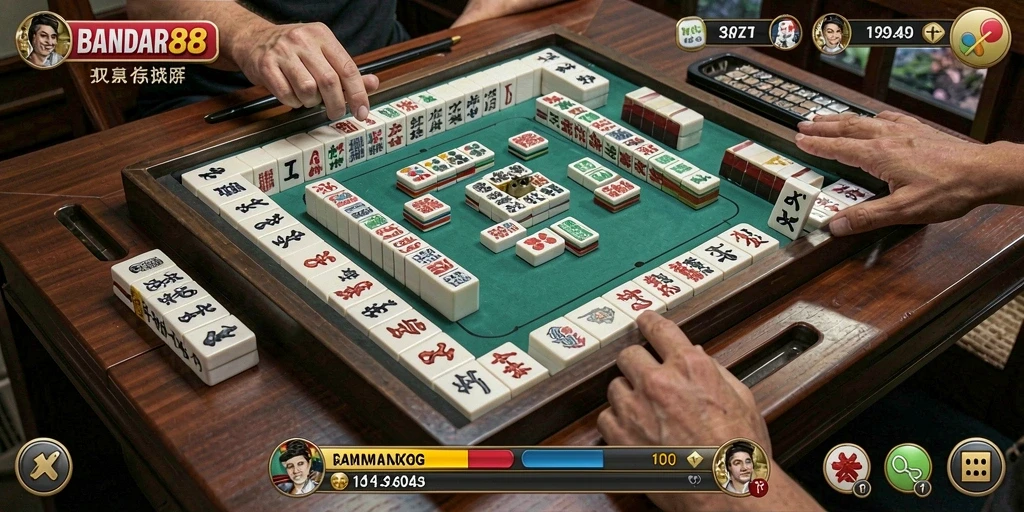 Tampilan gameplay menarik dari BANDAR88 dengan strategi Mahjong yang mendalam.