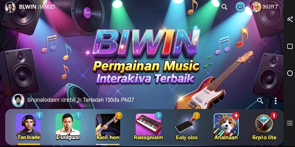 Tampilan screenshot gameplay BIWIN dengan alat musik yang beragam.