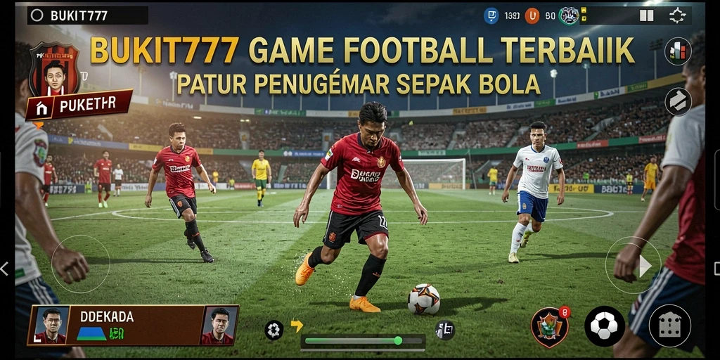 Tampilan gameplay BUKIT777 yang menarik dengan aksi sepak bola nyata.