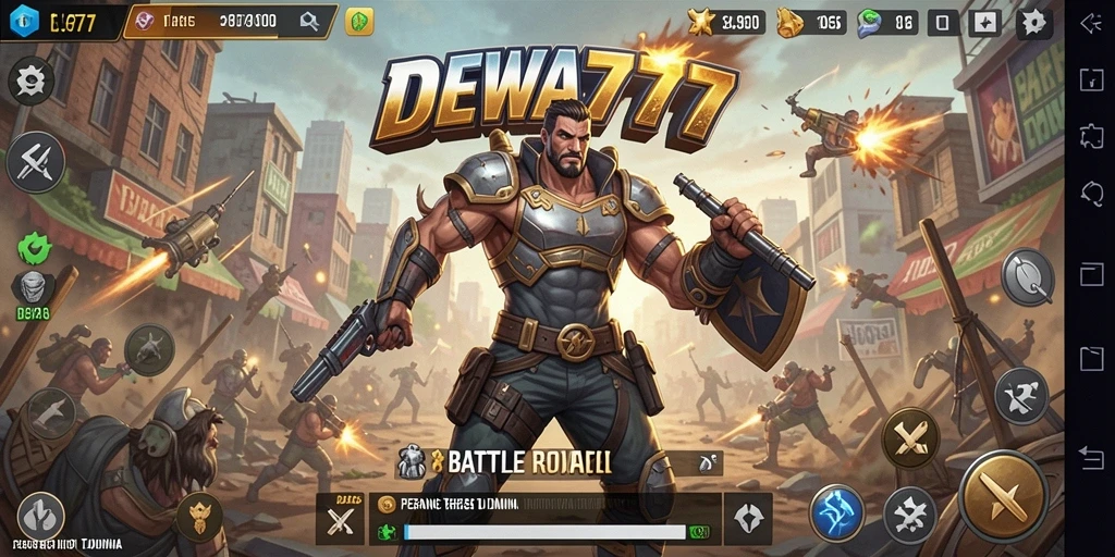 Tampilan gameplay DEWA777 yang mendebarkan dan penuh aksi Battle Royale.