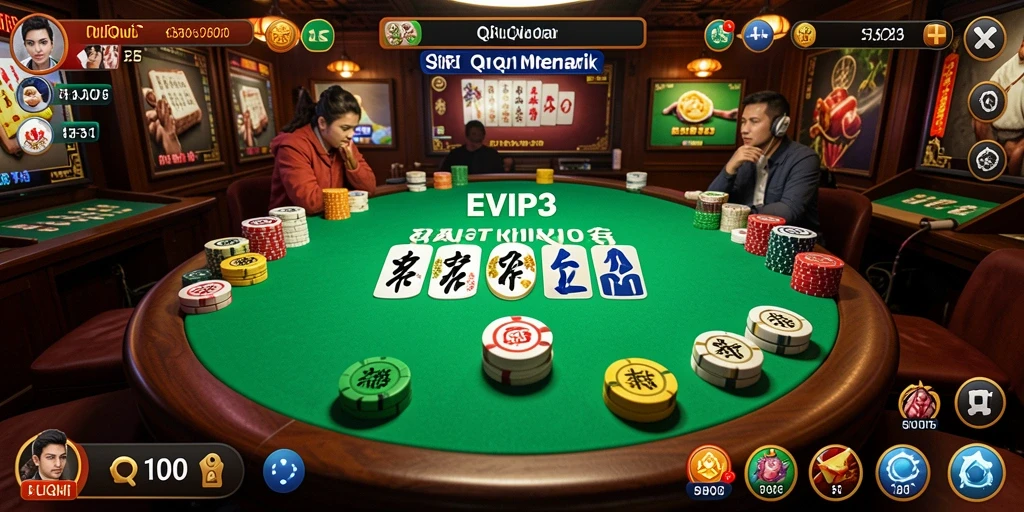 Screenshot gameplay EVIP3 dengan suasana QiuQiu yang seru.