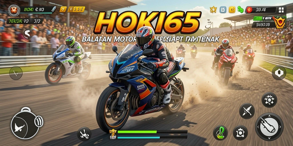 Tampilan gameplay seru balapan motor di HOKI65.