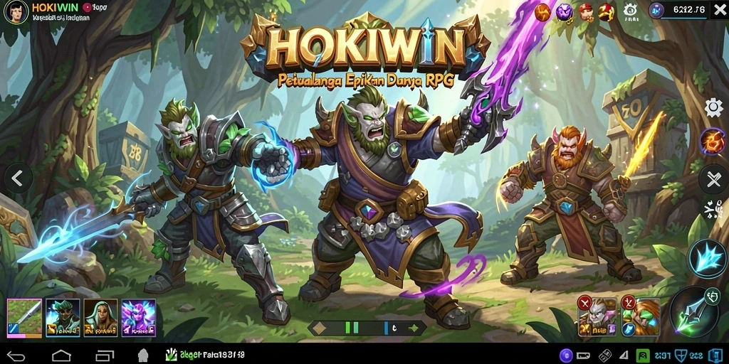Tangkapan layar HOKIWIN menunjukkan aksi pertarungan seru dalam dunia RPG.