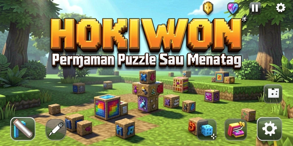 Screenshot gameplay HOKIWON menunjukkan momen mendebarkan saat menyelesaikan puzzle.
