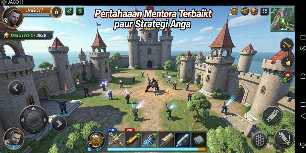 Screenshot JAGO11 menampilkan aksi pertahanan menara yang mendebarkan.