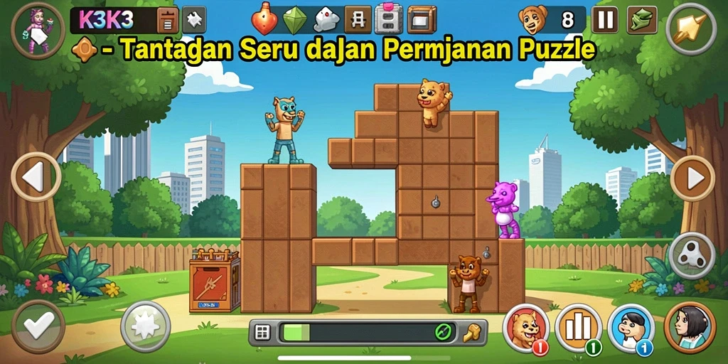 Tampilan gameplay seru saat menyelesaikan teka-teki di K3K3.