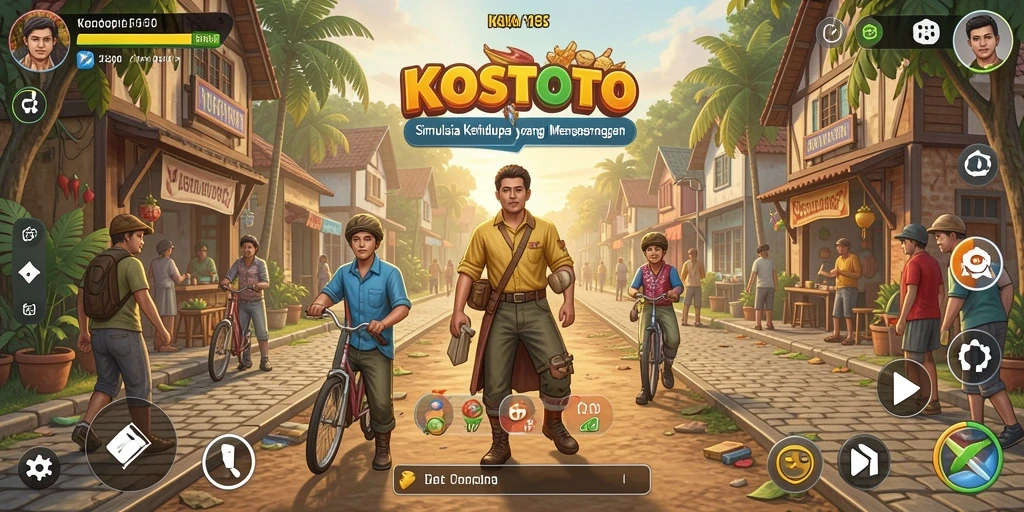 Screenshot KOSTOTO menampilkan gameplay simulasi yang dinamis dan interaktif.