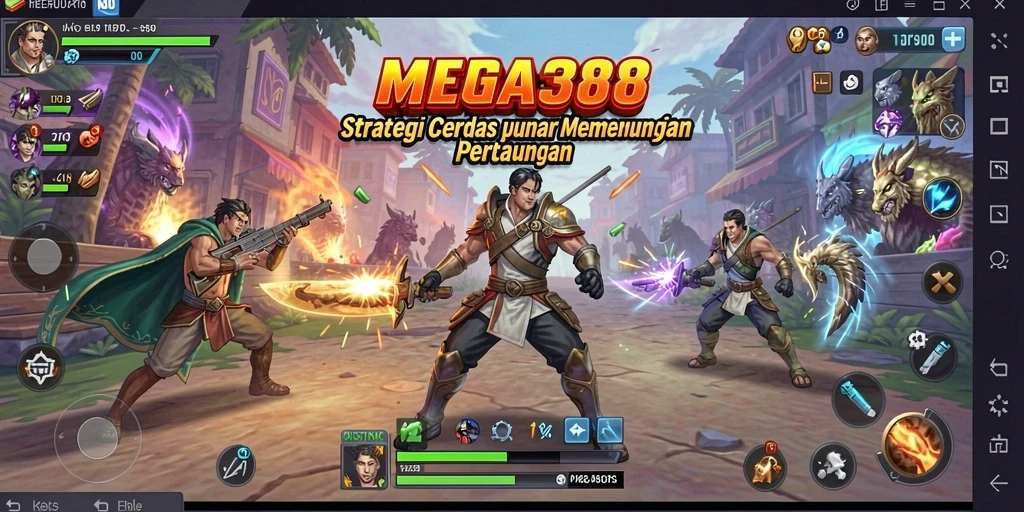 Tampilan gameplay MEGA388 dengan pertempuran strategi yang intens.