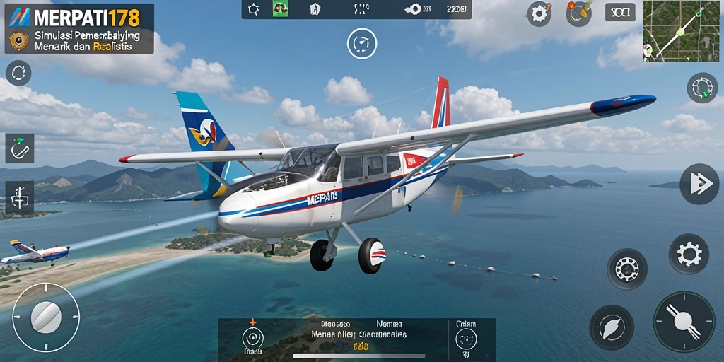 Screenshot gameplay MERPATI178 menunjukkan keseruan penerbangan dalam simulasi.