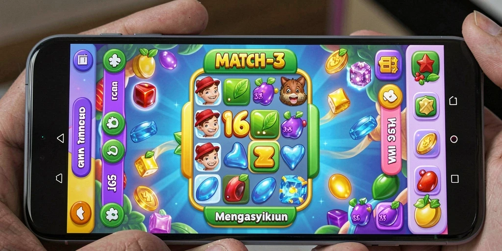 Screenshot gameplay MT966 menampilkan keseruan mencocokkan benda.