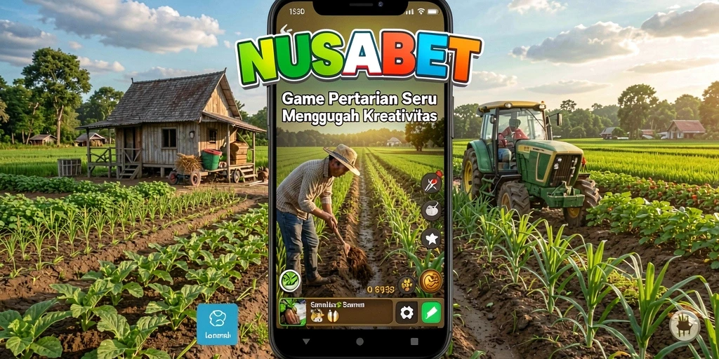 Screenshot yang menampilkan gameplay NUSABET dengan aktivitas bertani yang seru.