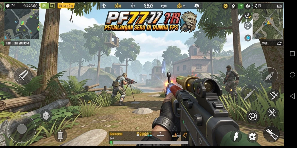Screenshot gameplay PF777 menampilkan aksi tembak-menembak intens.
