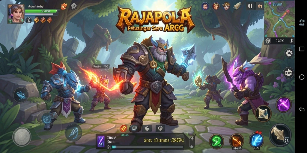 Screenshot gameplay RAJAPOLA menampilkan aksi bertempur yang seru.