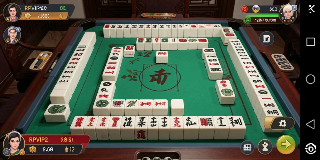 Screenshot RPVIP2 menampilkan gameplay Mahjong yang menantang.