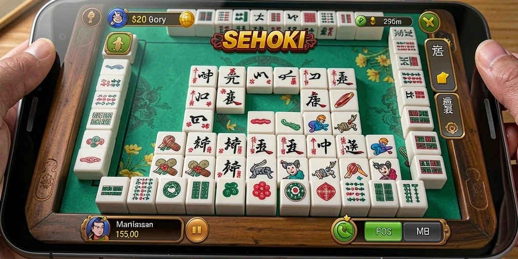Tampilan gameplay SEHOKI yang menarik dalam permainan Mahjong.