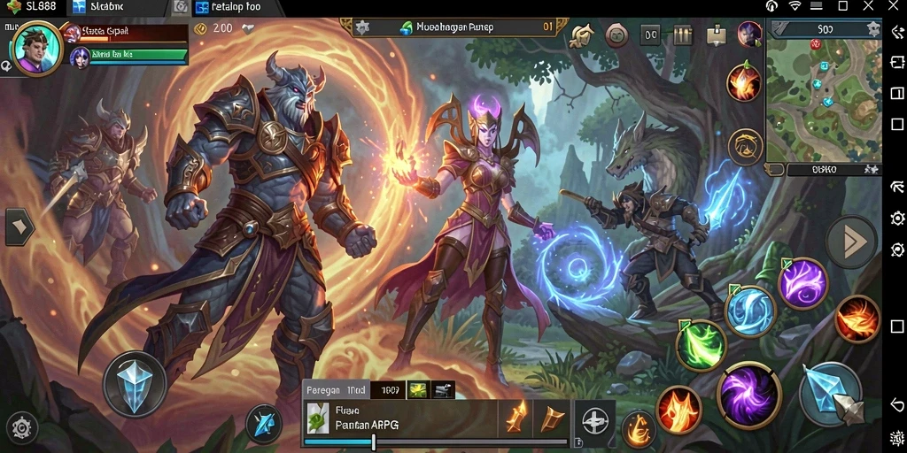Screenshot gameplay SL888 menampilkan pertarungan epik melawan monster besar.