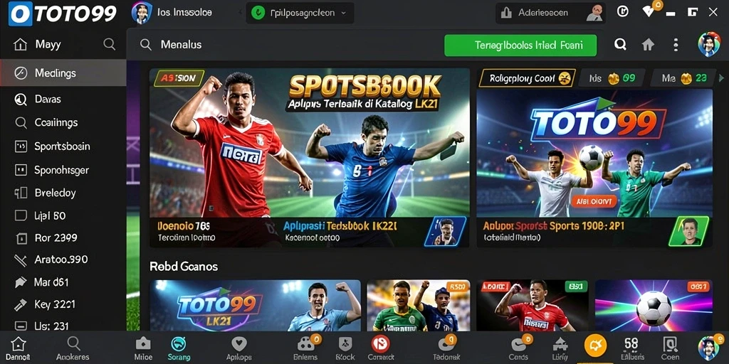 Tampilan gameplay Sportsbook dengan berbagai pilihan taruhan.