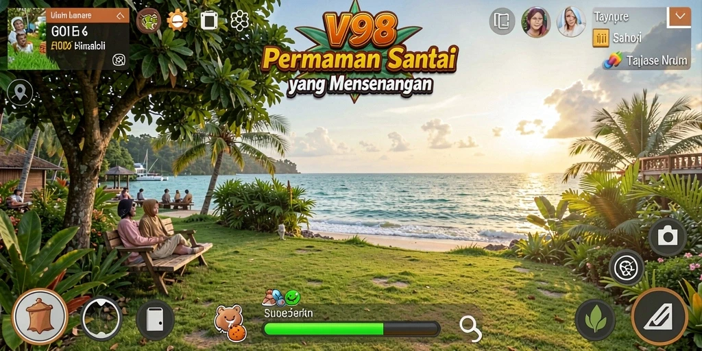 Tangkapan layar gameplay V98 yang menampilkan pengalaman santai dan menyenangkan.