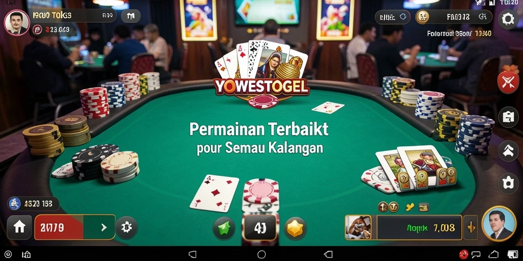 Screenshot gameplay poker YOWESTOGEL yang seru dan mendebarkan.